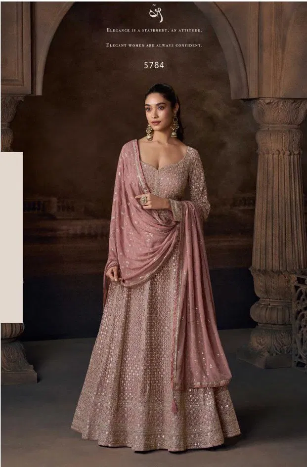 Avni Super Hit 5784 To 5786 Designer Chinon Gown With Dupatta Wholesale Clothing Distributors In India  