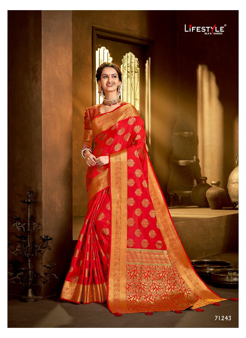 LIFESTYLE NIMAMTRAN Latest Fancy Heavy Festive Wear Designer Nyloned Silk Rich Pallu Buti Diamond Work Saree Collection 