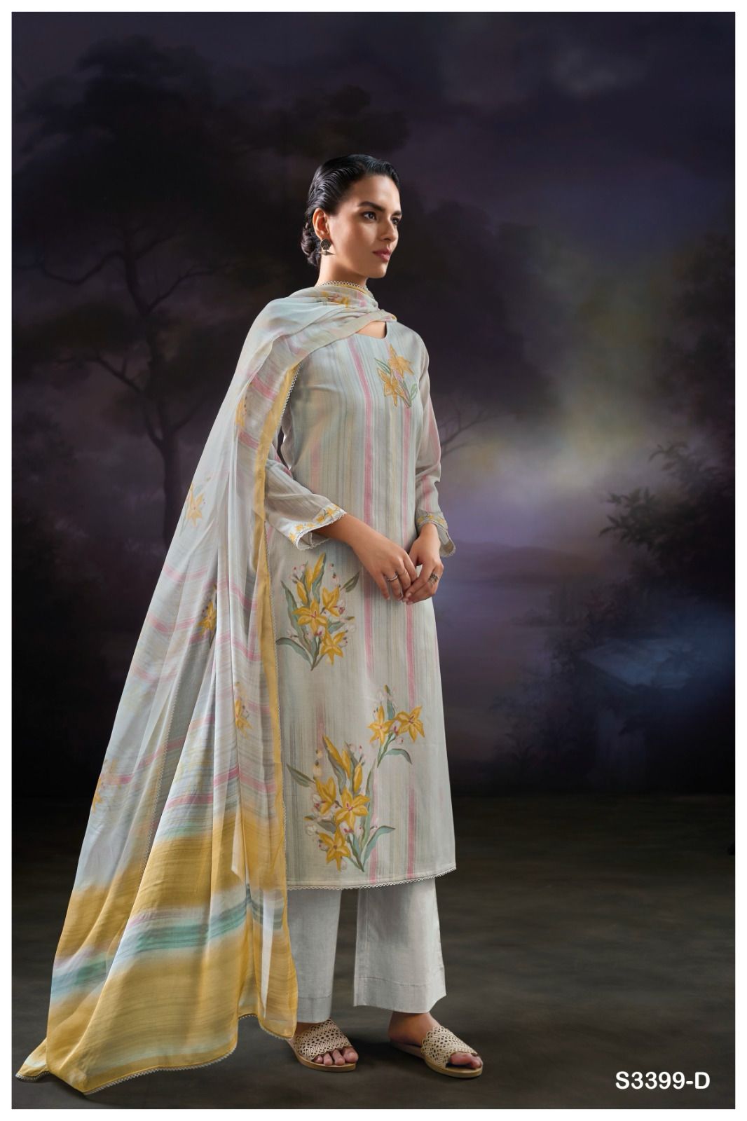 Kasiah 3399 by Ganga Cotton Printed Embroidery Salwar Suit Orders In India