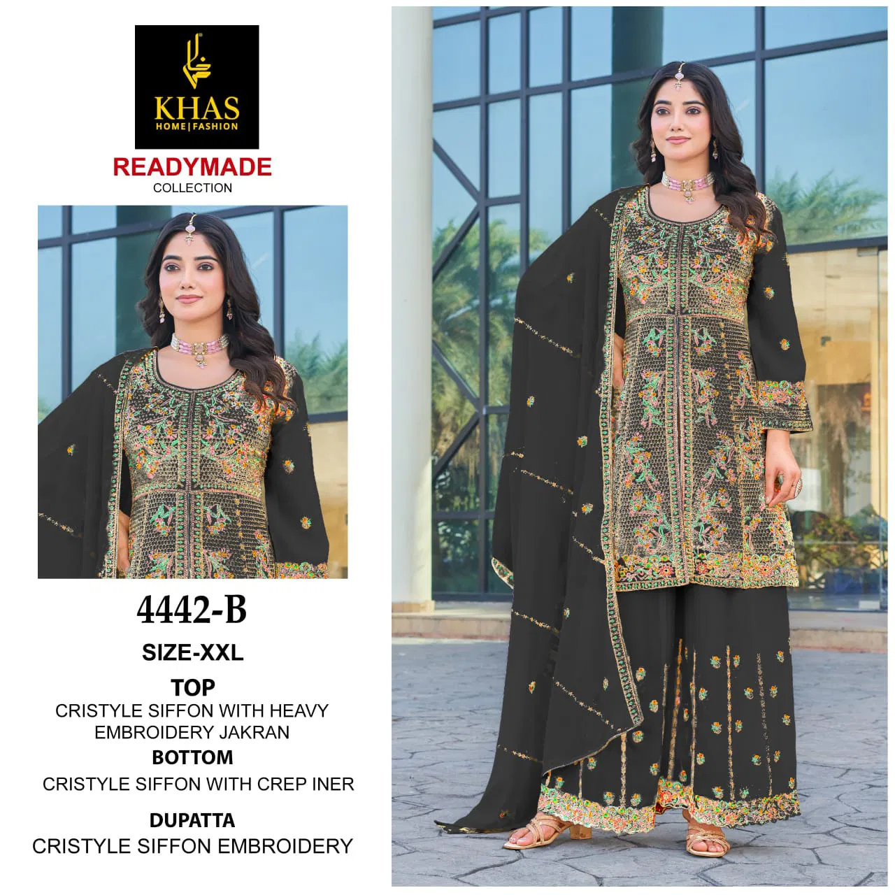 4442 Khas Chinon Silk Pakistani Readymade Suits Wholesale Shop In Surat
