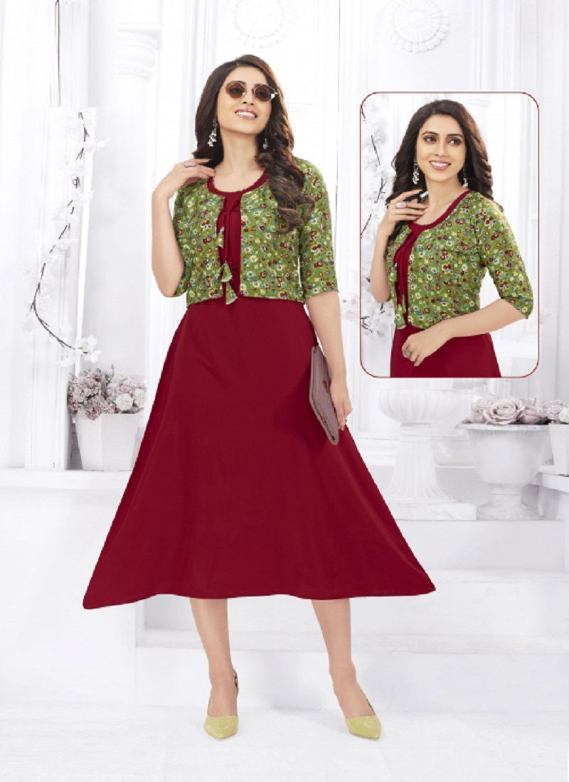 Raashi Hirva Designer Fancy Ethnic Wear Crepe Silk Anarkali Kurti Collection