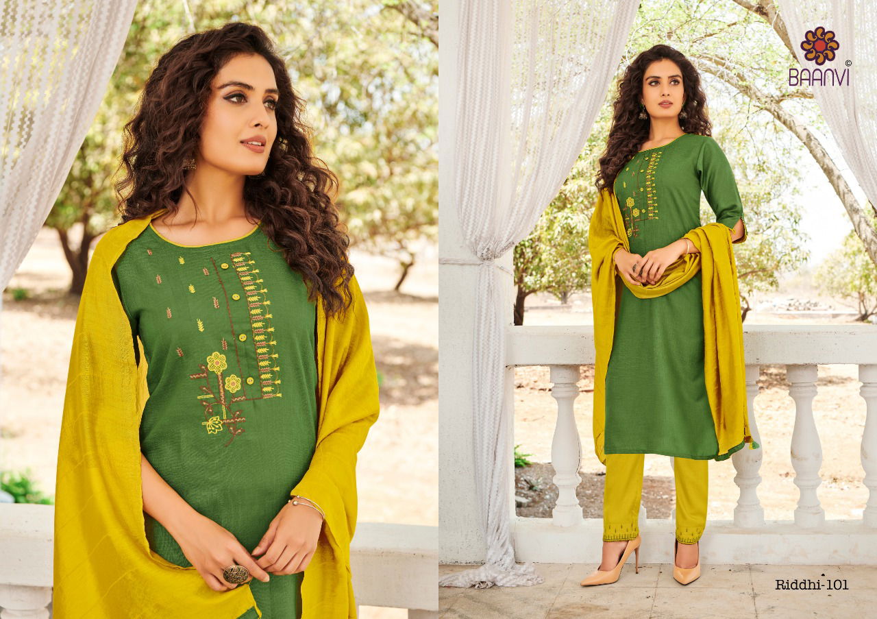 Baanvi Ridhi 1 Exclusive Designer Festive Wear Designer Cotton With Embroidery Readymade Collection

