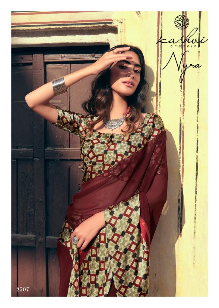 KASHVI NYRA Latest Fancy Festive Wear Weightless Satin Patta With Satin Blouse Saree Collection