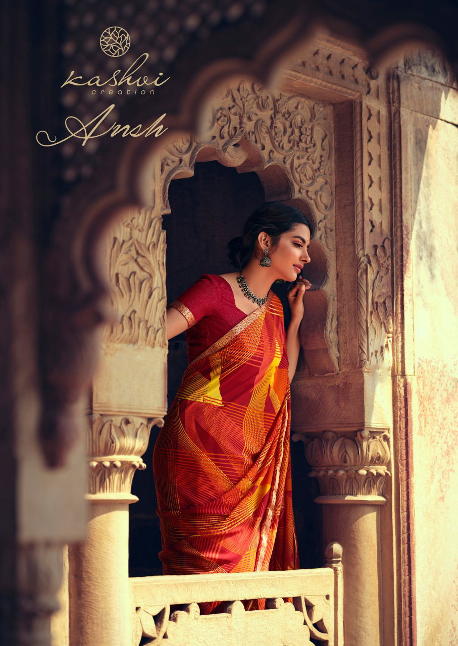 Kashvi Ansh 2 Fancy Designer Casual Regular Wear Weightless Georgette Printed Sarees Collection
