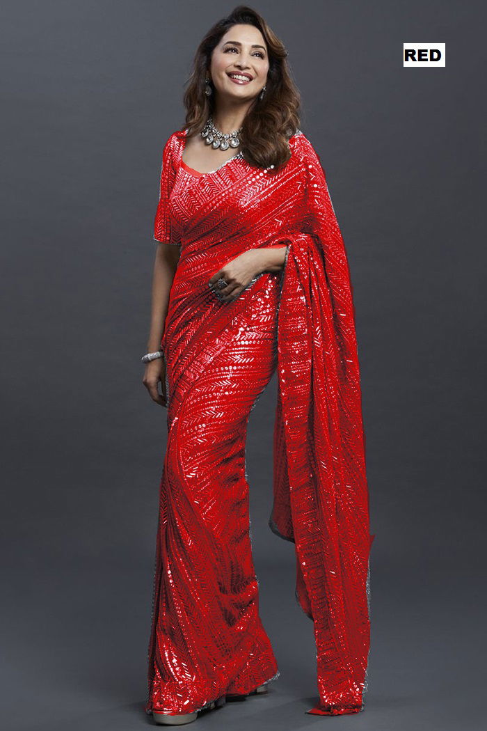 Madhuri Fancy Stylish Party Wear Georgette Designer Saree Collection
