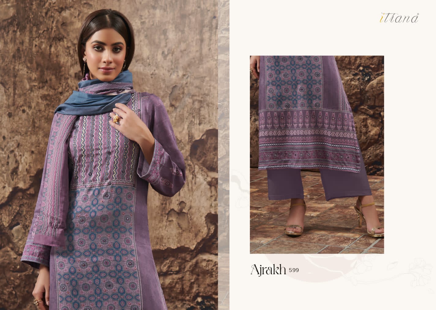 Ajrakh By Itrana Digital Printed Salwar Kameez Dress Material Catalog