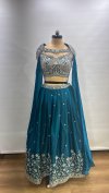 A539 Nc Satin Beads Work Indo Western Lehenga