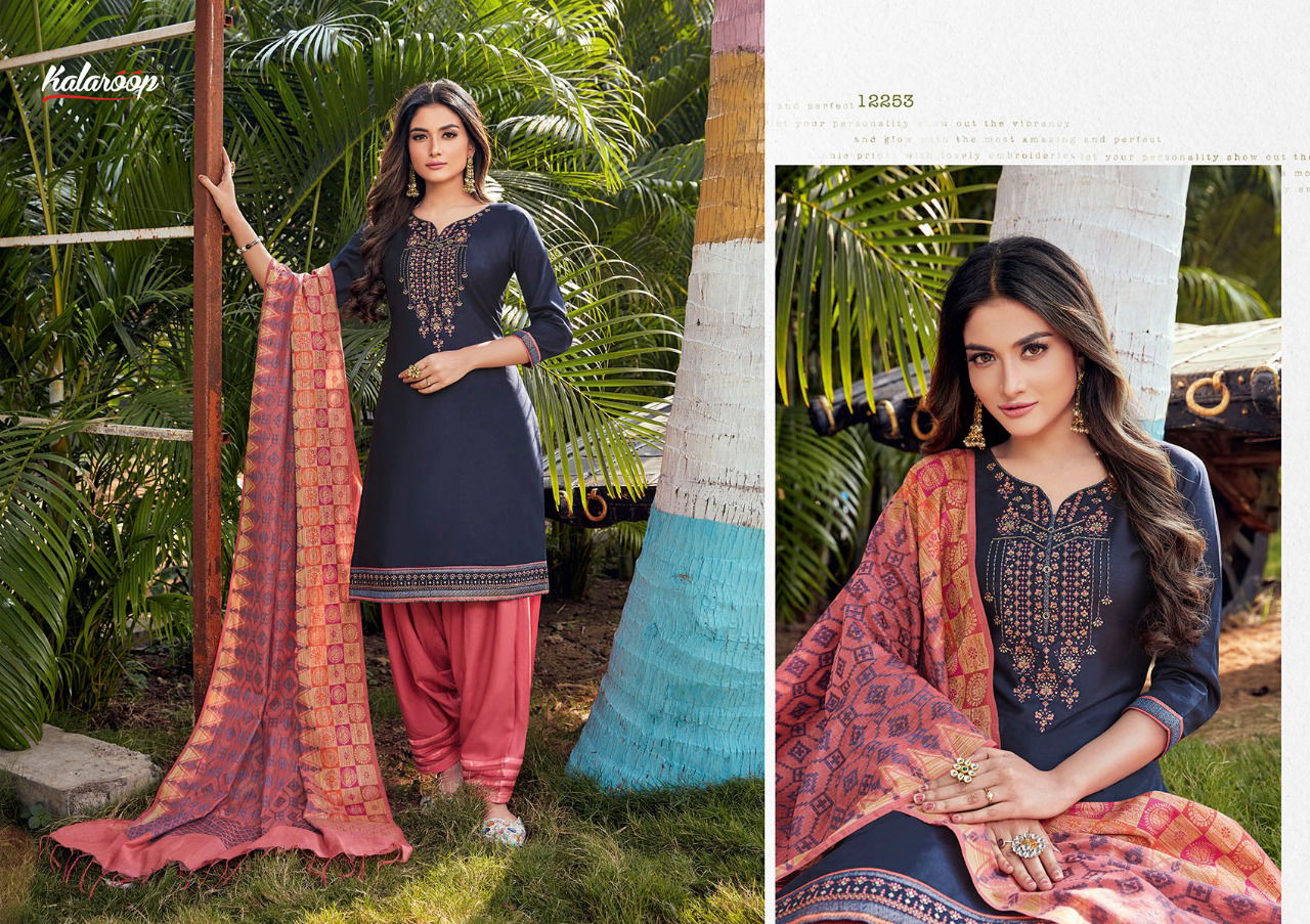 Kalaroop Sunheri By Patiala Vol 3 Latest Designer Festive Wear Jam Silk Ready Made Collection
