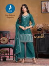 Garima By Kaya Chinon Straight Cut Kurti With Pant Dupatta Best Wholesale Shop In Surat