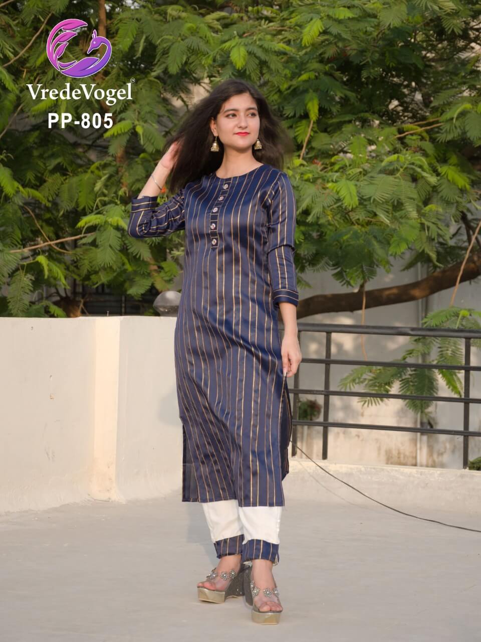 Vrede Vogel Khushiya Ethnic Wear Designer Silk Kurti With Bottom Collection
