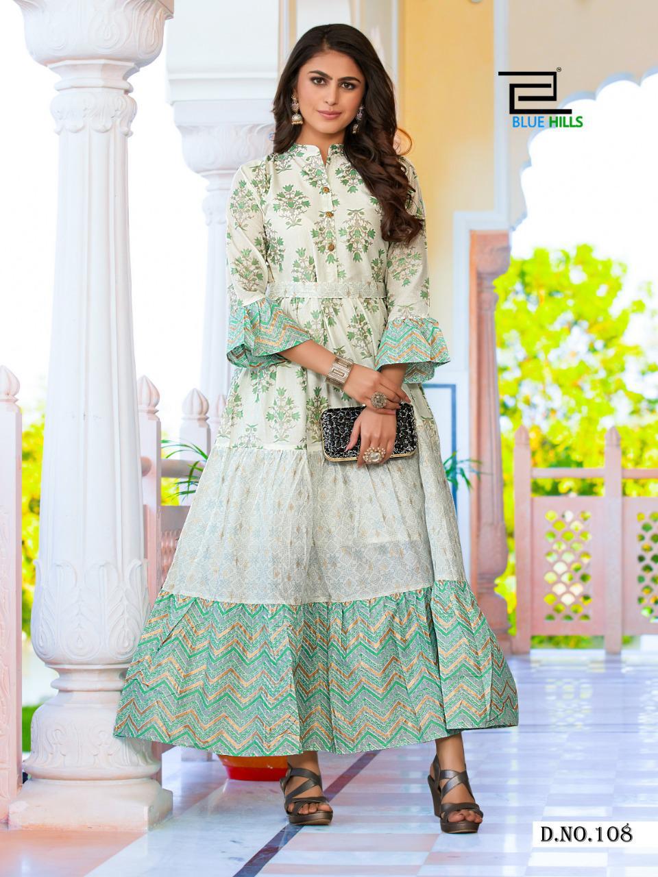 Blue Hills Gulabo 1 Latest Designer Fancy Festive Wear Cotton Printed Long Kurtis Collection
