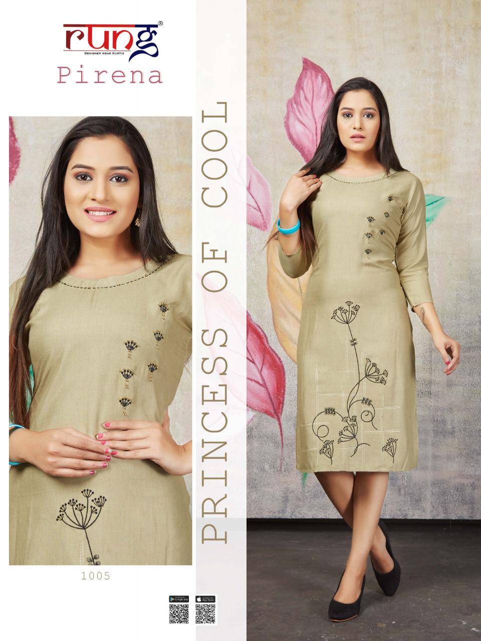 Rung Pirena Latest Designer Rayon Party Wear Kurti Collection