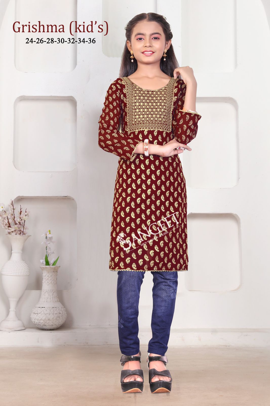 Sangeet Girishma Kids Faux Georgette Girls Wear Kurti Suppliers In India
