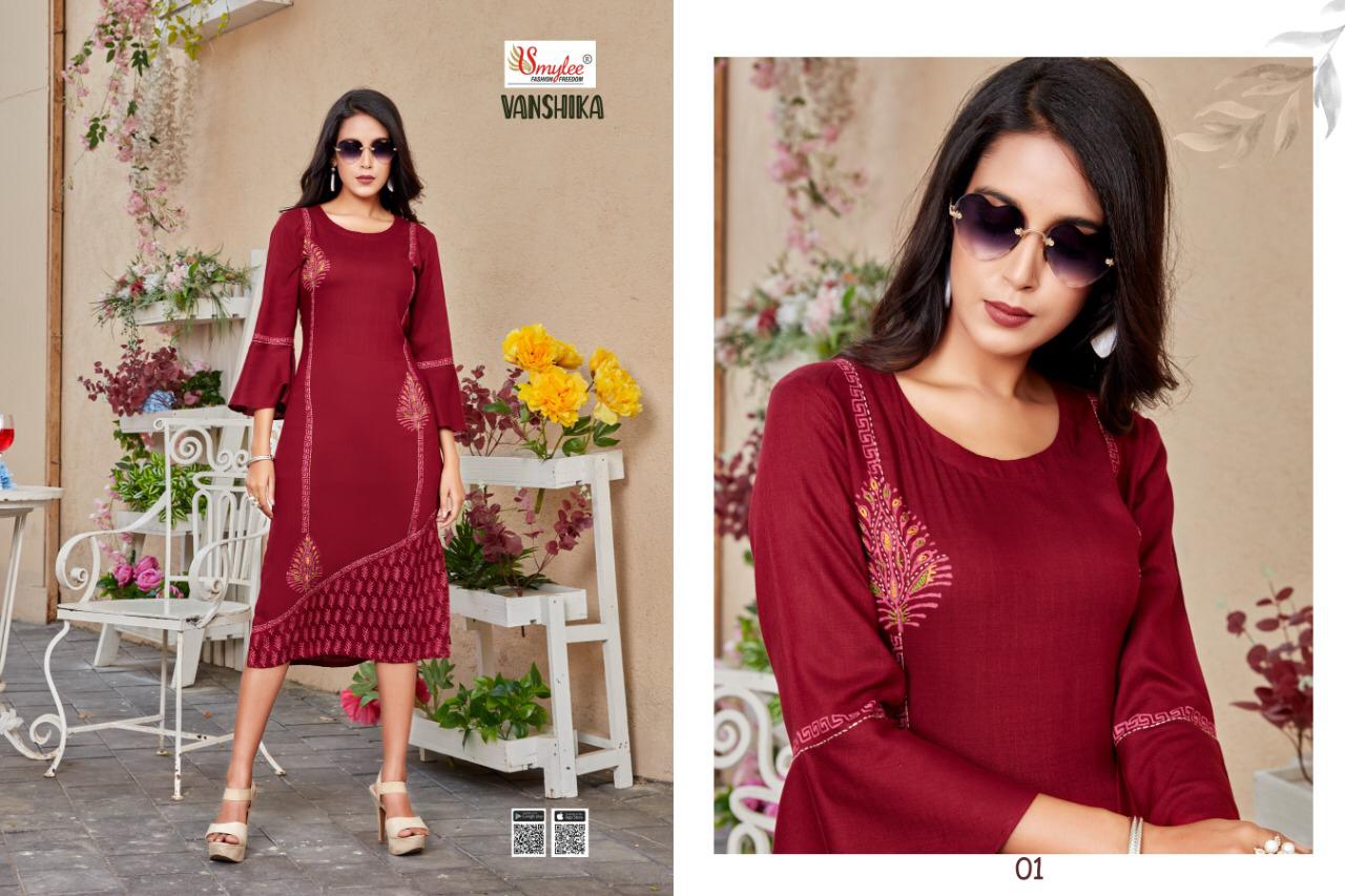 Smylee Vanshika Latest Fancy Designer Ethnic Wear  Heavy Slub Rayon Designer Kurti Collection
