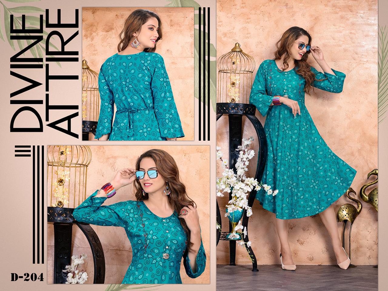 Trendy Strawberry Ethnic Wear Printed Rayon Designer Kurtis Collection
