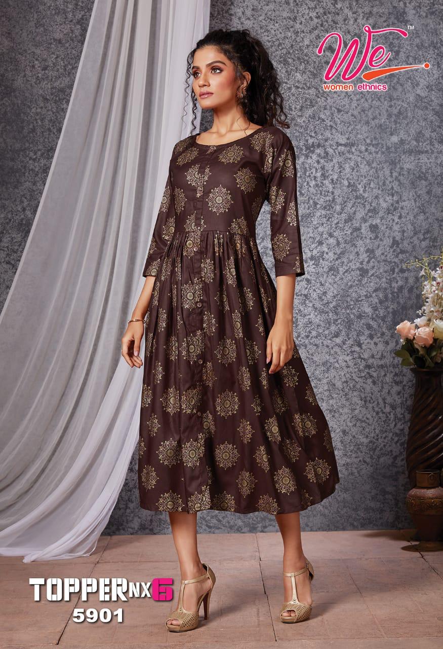 We Topper Nx 6 Ethnic Wear Anarkali Long Rayon Designer Kurti Collection
