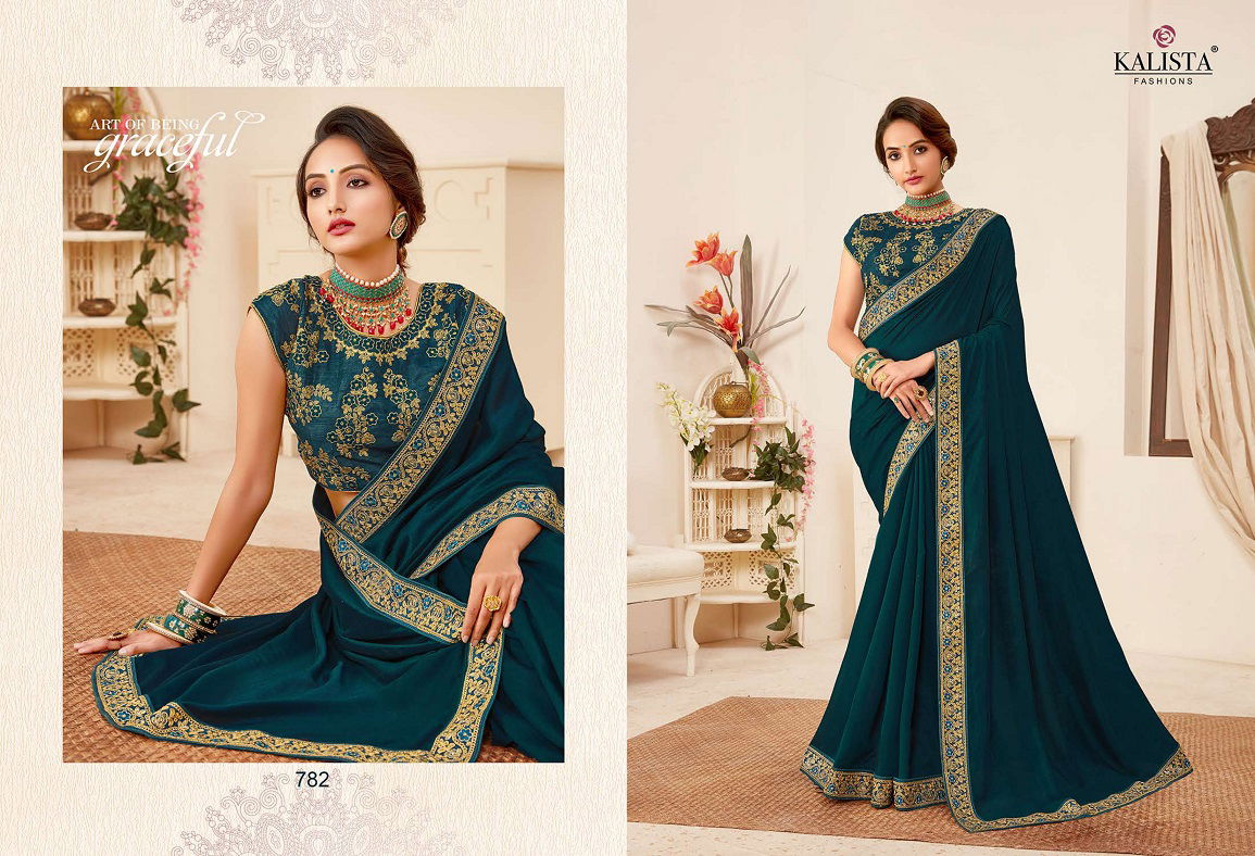 Kalista Dollar Latest Designer Collection Fancy Wedding Wear vichitra silk Embroidery Worked Sarees