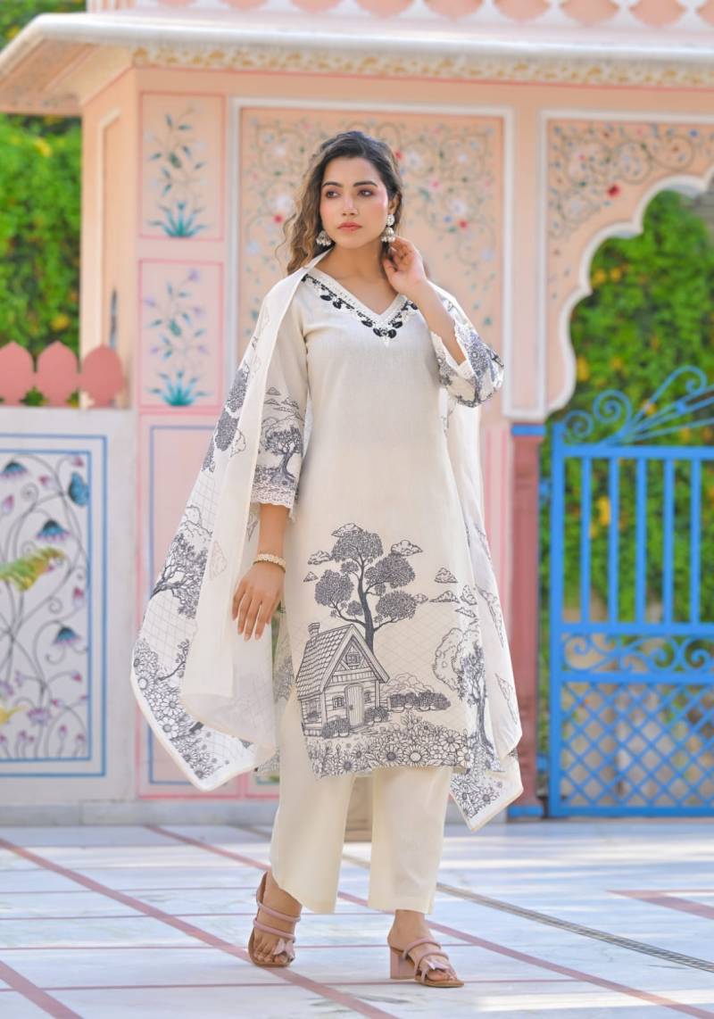 Tanyaa P 122 Cotton With Handwork Touchup Kurti Bottom With Dupatta Wholesale Suppliers In Mumbai