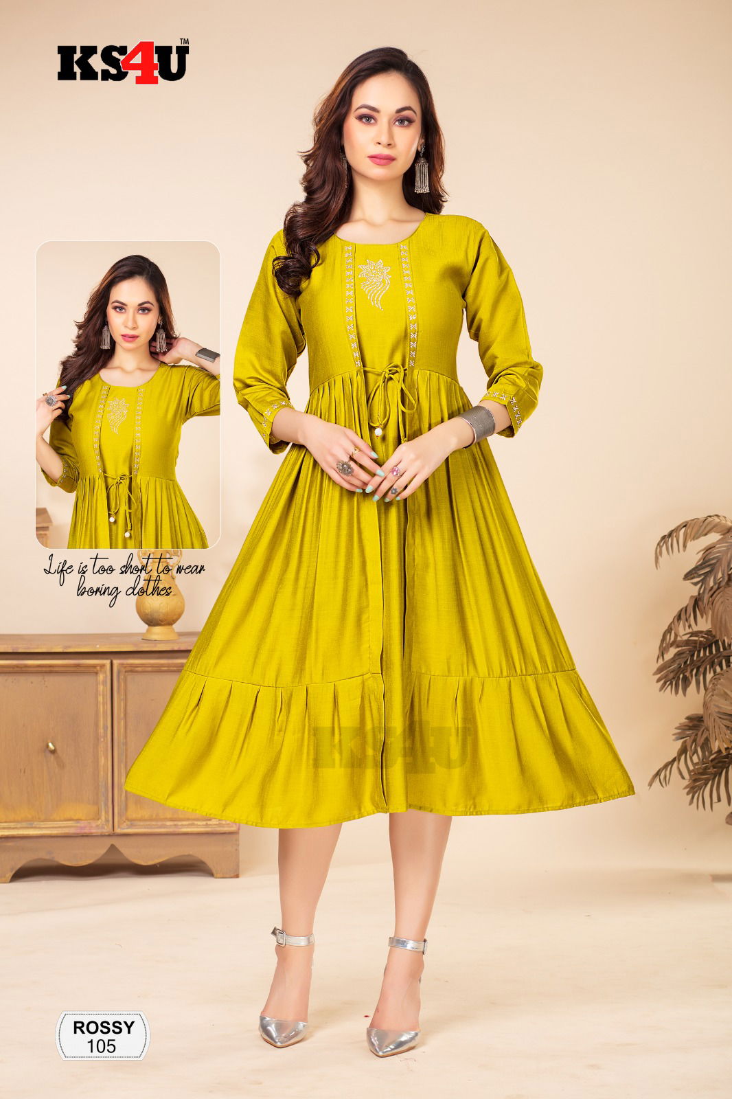 Rossy By Ks4u Plain Designer Anarakali Kurti Wholesale Price In Surat
