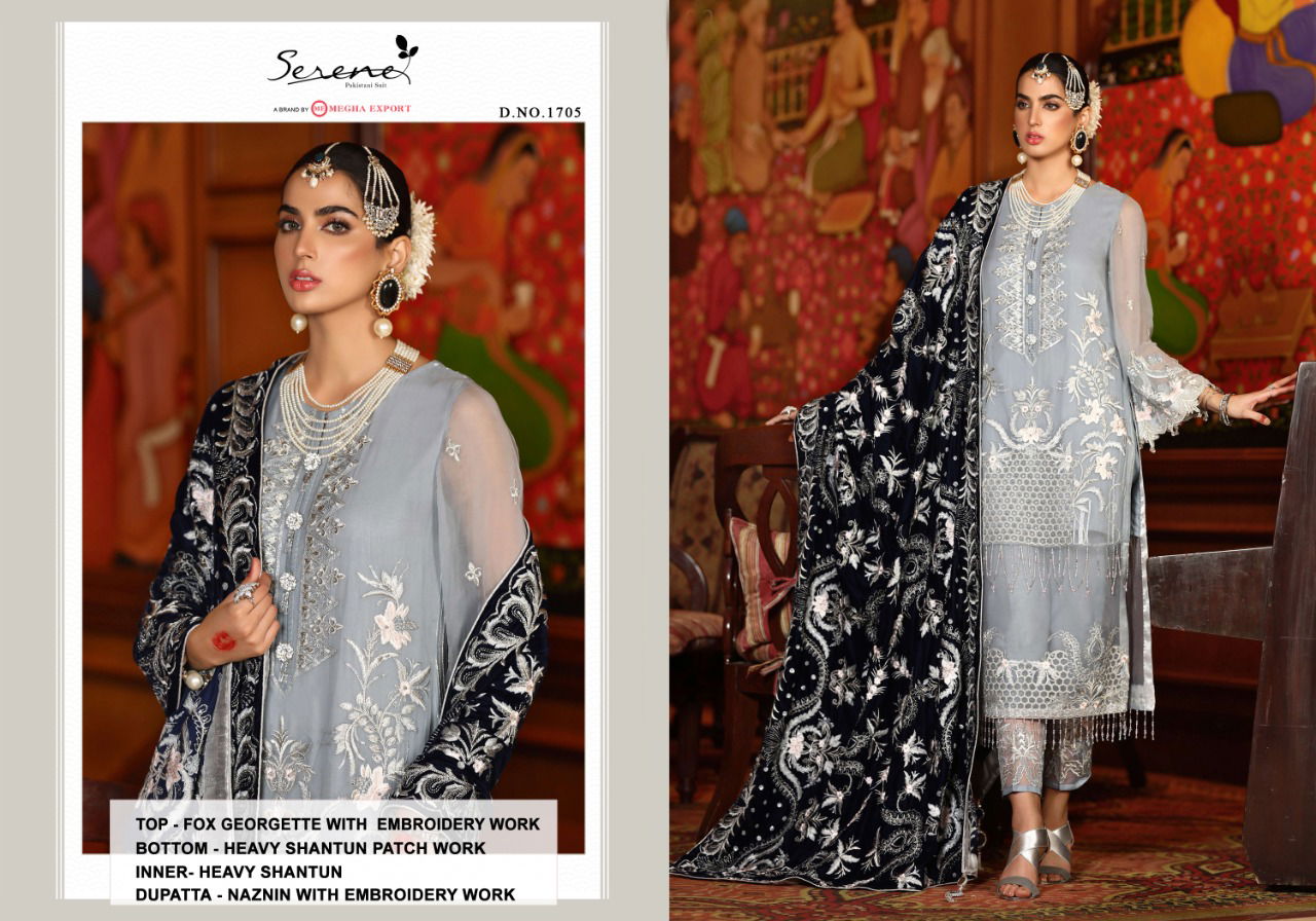 Serene Zarif Faux Latest Fancy Festive Wear Georgette Heavy Embroidery Work Pakistani Salwar Suits Collection
