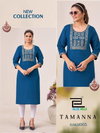 Tamanna By Blue Hills Roman Silk Jari Work Kurtis Wholesale Market In Surat
