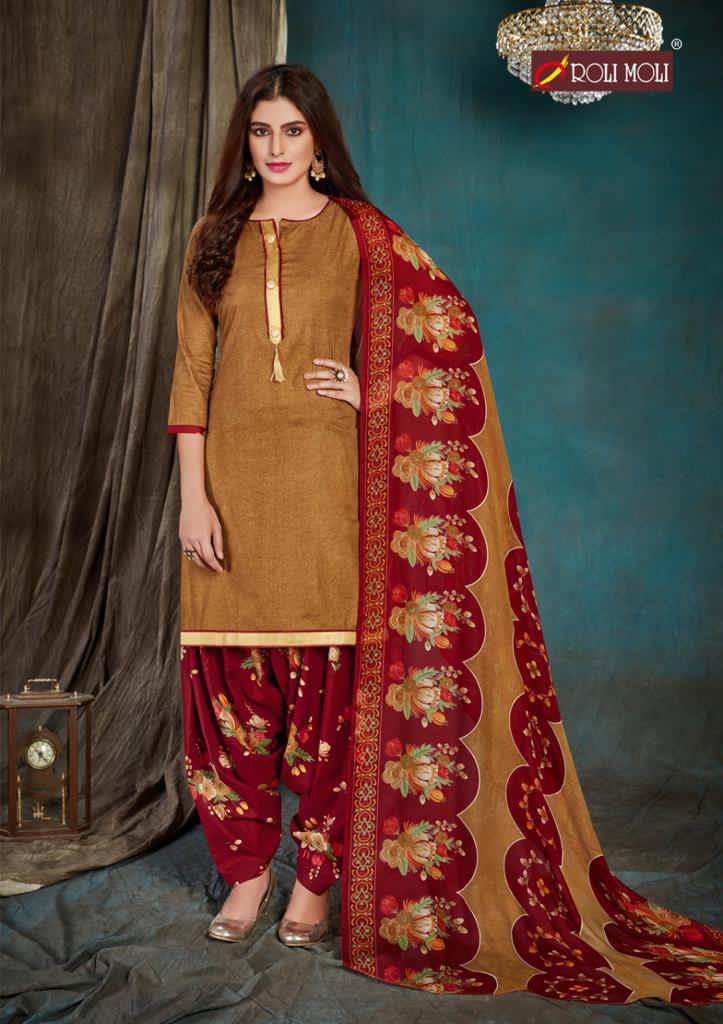 Roli Moli Royal Latest Fancy regular wear Patiyala Printed Cotton Dress Material Collection
