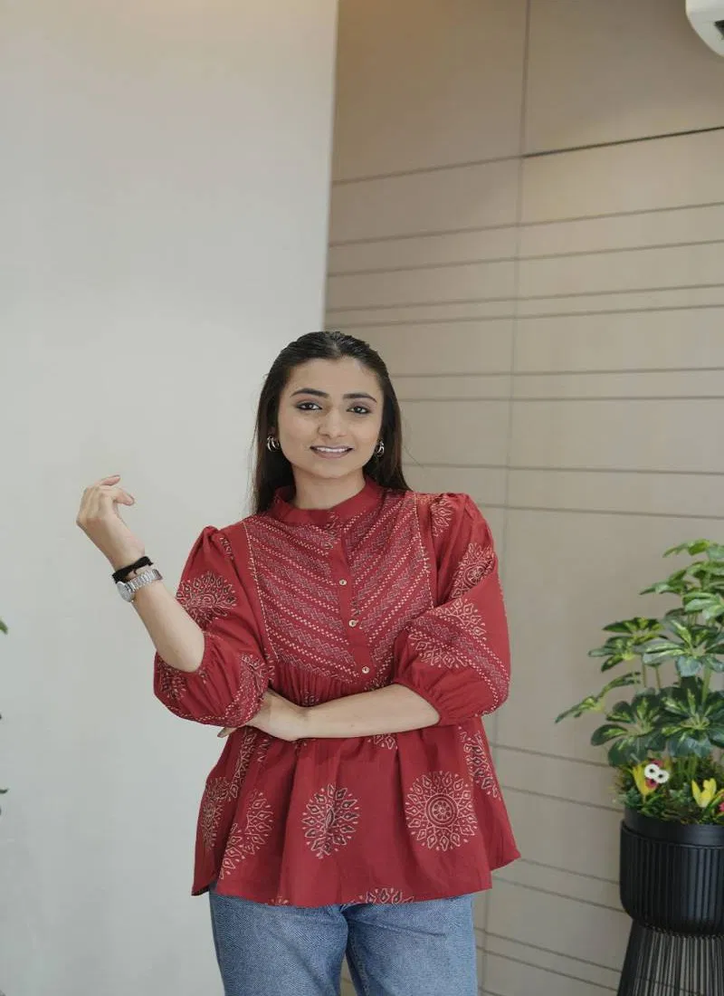 Tanyaa P 277 Printed Cotton Stylish Ladies Top Wholesale Market In Surat
