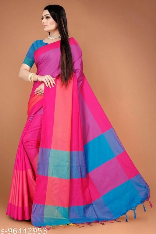 Dhruvi Color Block Fashion Cotton Silk Saree Catalog