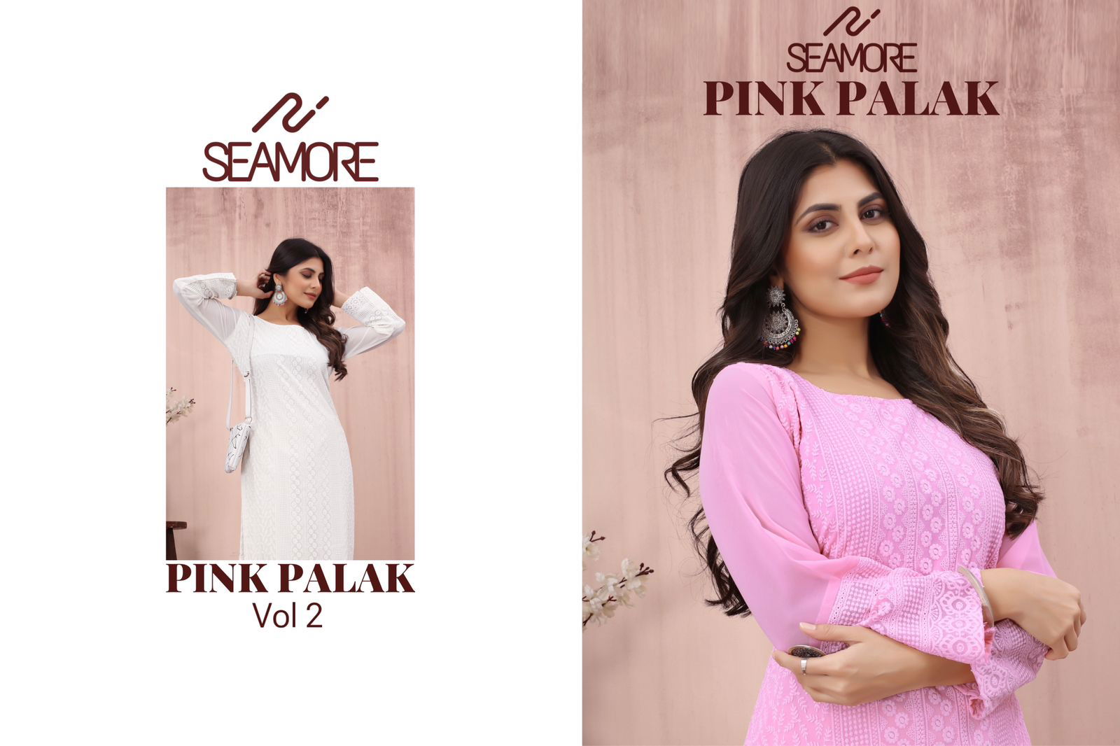 Pink Plak 2 By Seamore Lakhnavi Georgette Designer Bulk Kurti Orders In India