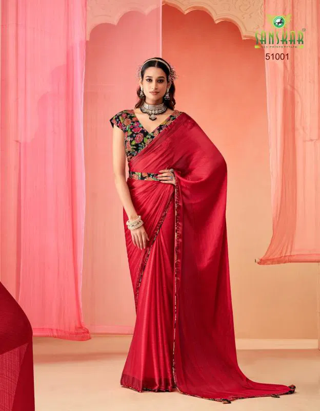 Sanskar Spring Sartin Chiffon Digital Printed Saree Wholesalers In Delhi