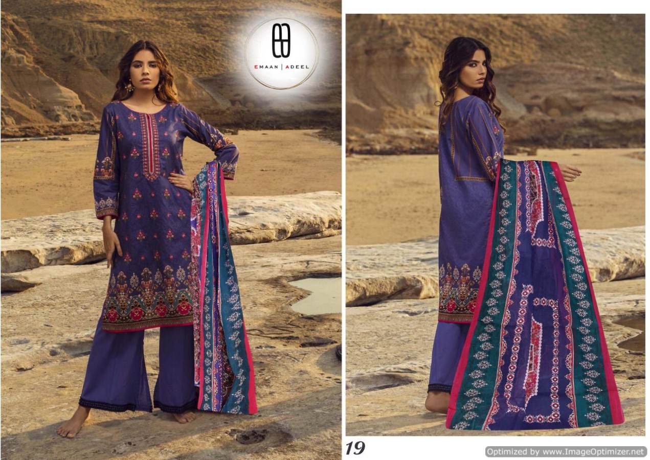 Emaan Adeel 2 Latest Collection of Designer Printed Pure Lawn Karachi Dress materials 