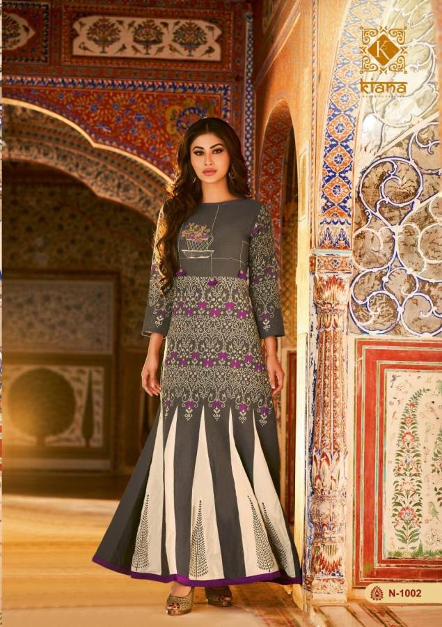 Kiana Nazrana Special Designer Festive Wear Long Cotton Kurtis Collection

