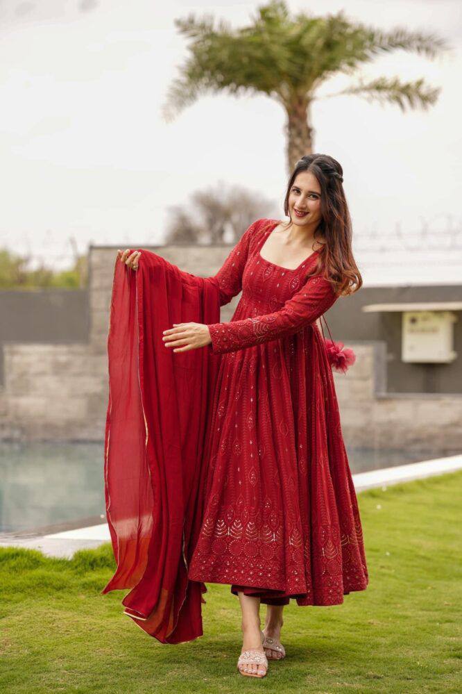 Maa Khodal Georgette Anarkali Kurti With Bottom Dupatta Catalog
