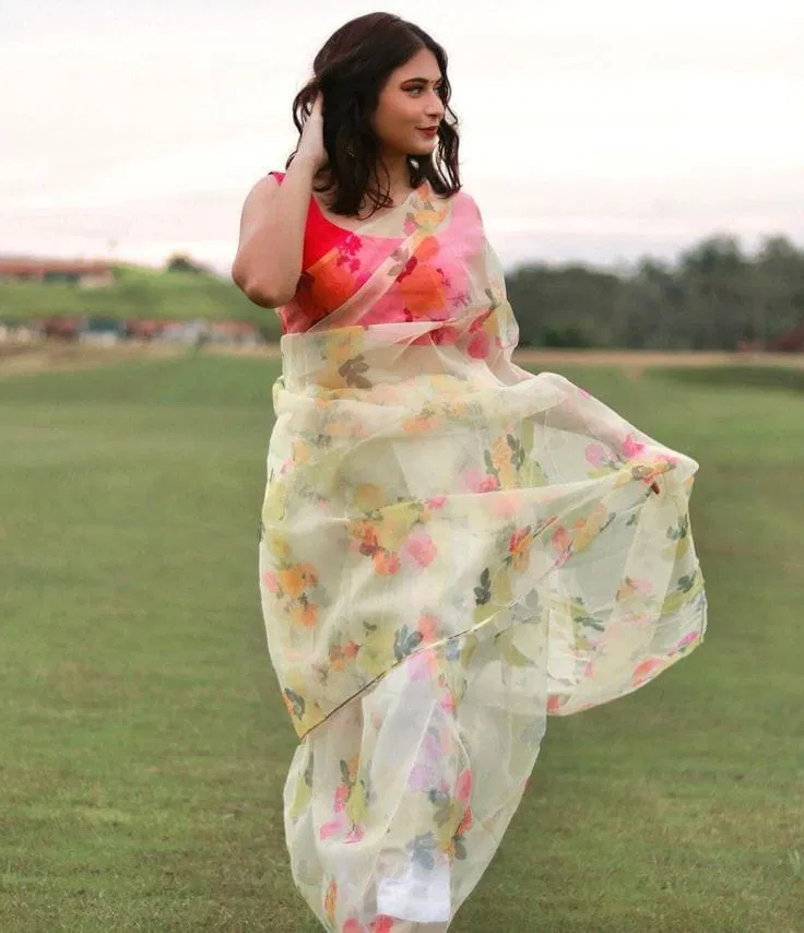 Vk 4130 Organza Silk Digital Print Saree Catalog