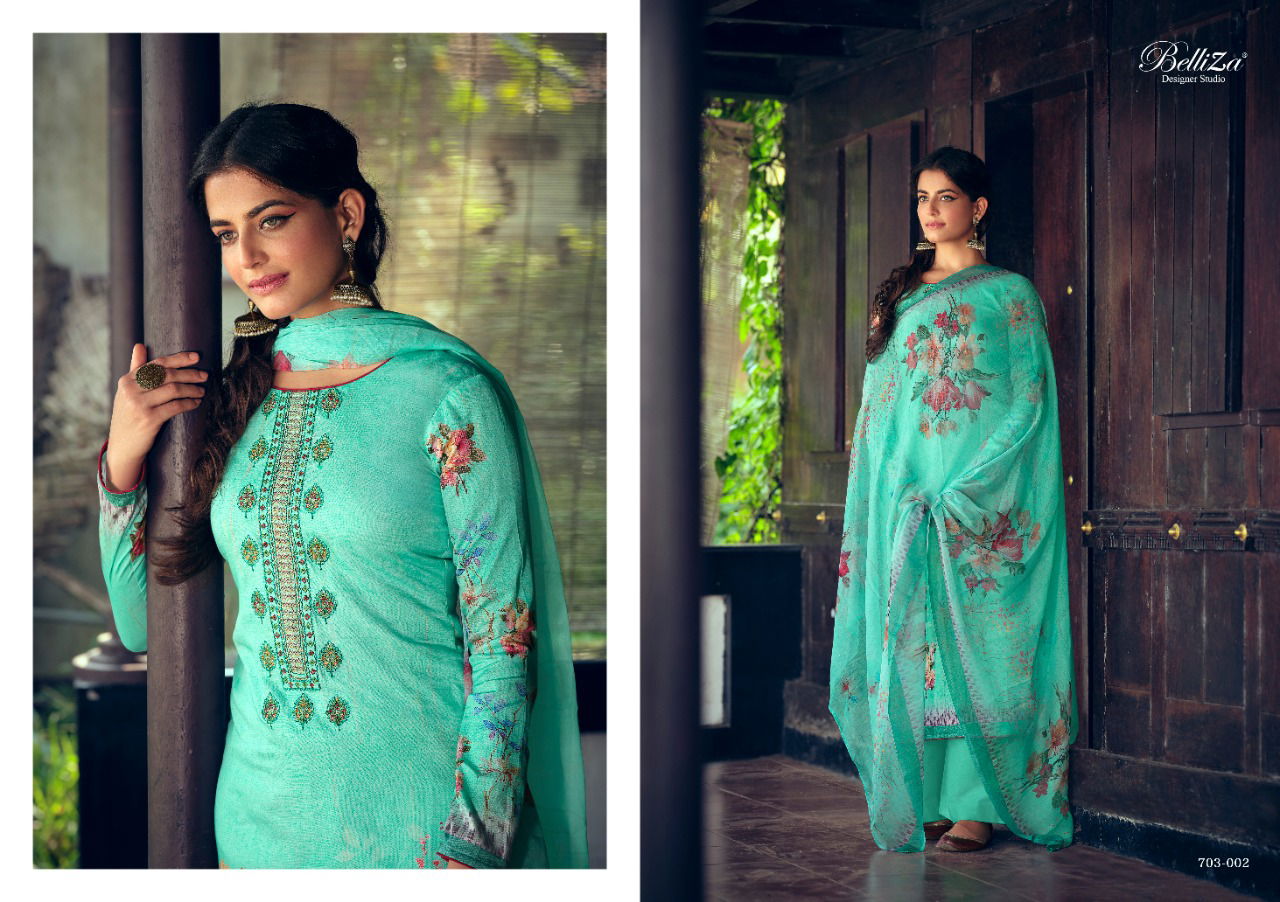 Belliza Floris Latest Fancy Digital Printed Designer Pure Jam Cotton Printed Dress Material Collection
