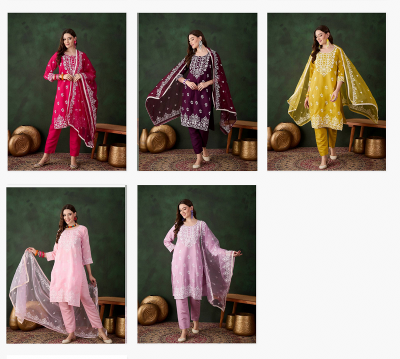 Color Set 8503 Roman Silk Embroidered Kurti Bottom With Dupatta Wholesale Market In Surat
