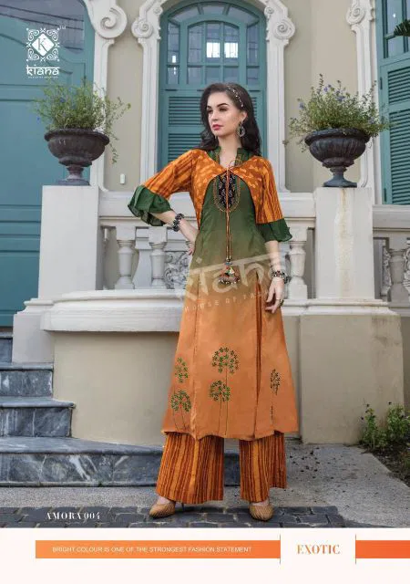 Kiana Amora Fancy Elegant Latest Designer Heavy Casual Wear Kurti With Bottom Collection
