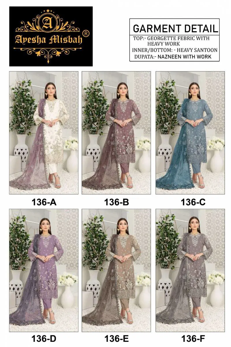 Ayesha Fatima 136 Georgette Pakistani Salwar Suits Suppliers In India