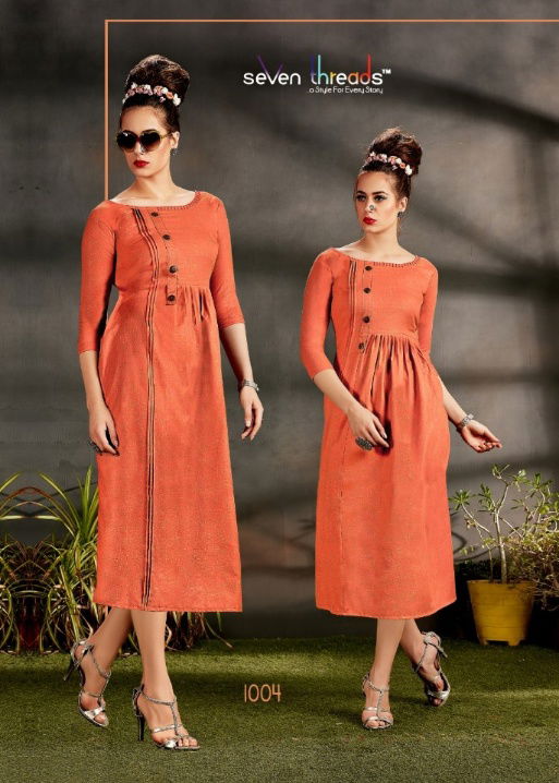 Seven Threads Rutba New Designer Straight Cut Long Kurtis Collection 