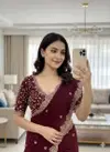 Aab Star Georgette Stylish Embroidered Georgette Saree Online Wholesale