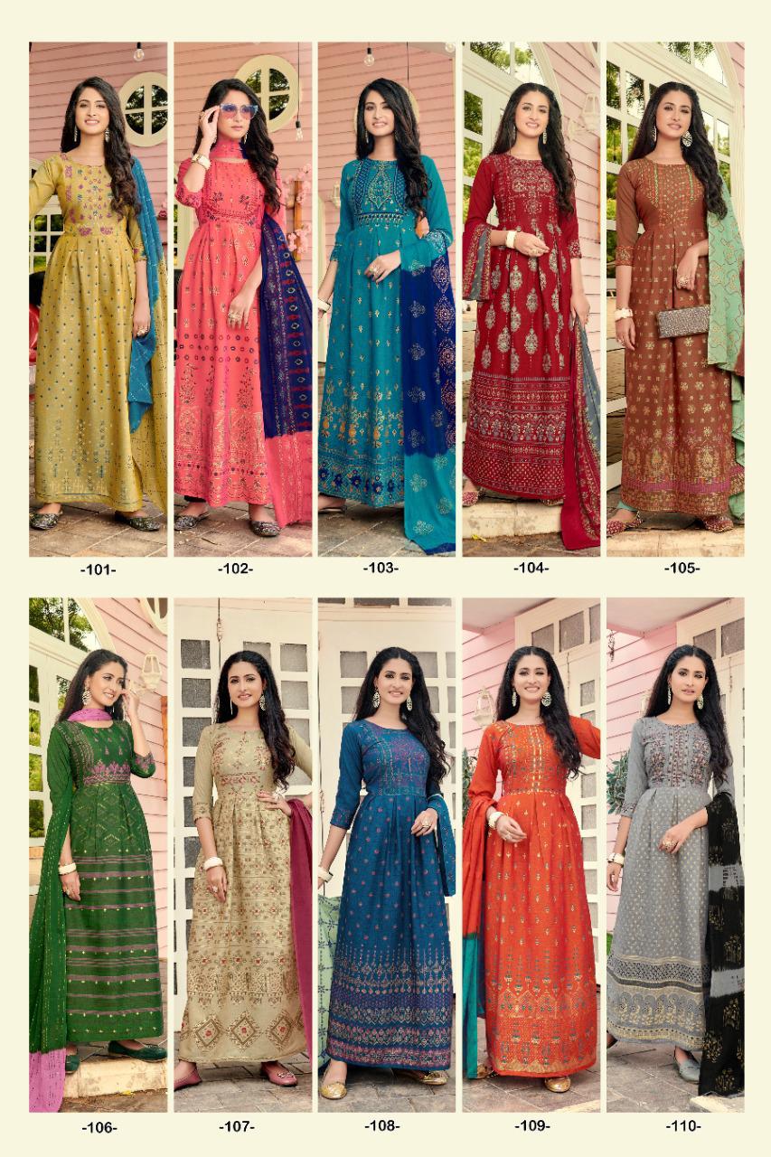 Blue Hills Walkway 13 Anarkali Long Printed Party Wear Kurtis With Dupatta Latest Collection
