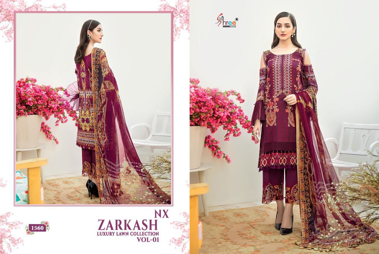 Shree Zarkash Luxury Lawn Collection 1 nx Latest Fancy Designer Casual Wear Pure Cotton Printed Pakistani Salwar Suits Collection
