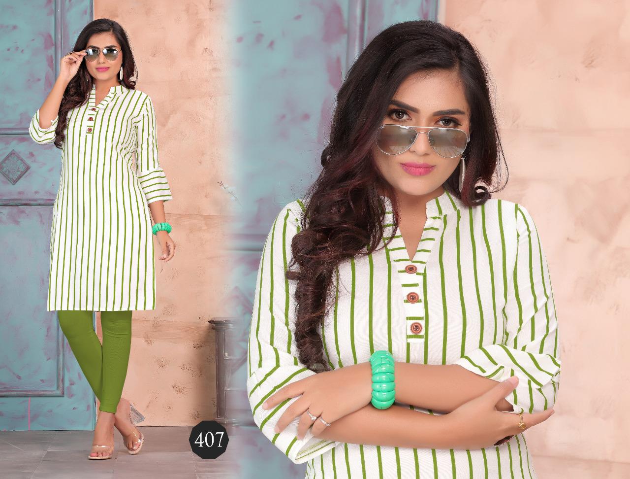 Trendy Heaven 2 Heavy Rayon Fancy Casual Wear Printed Kurtis Collection