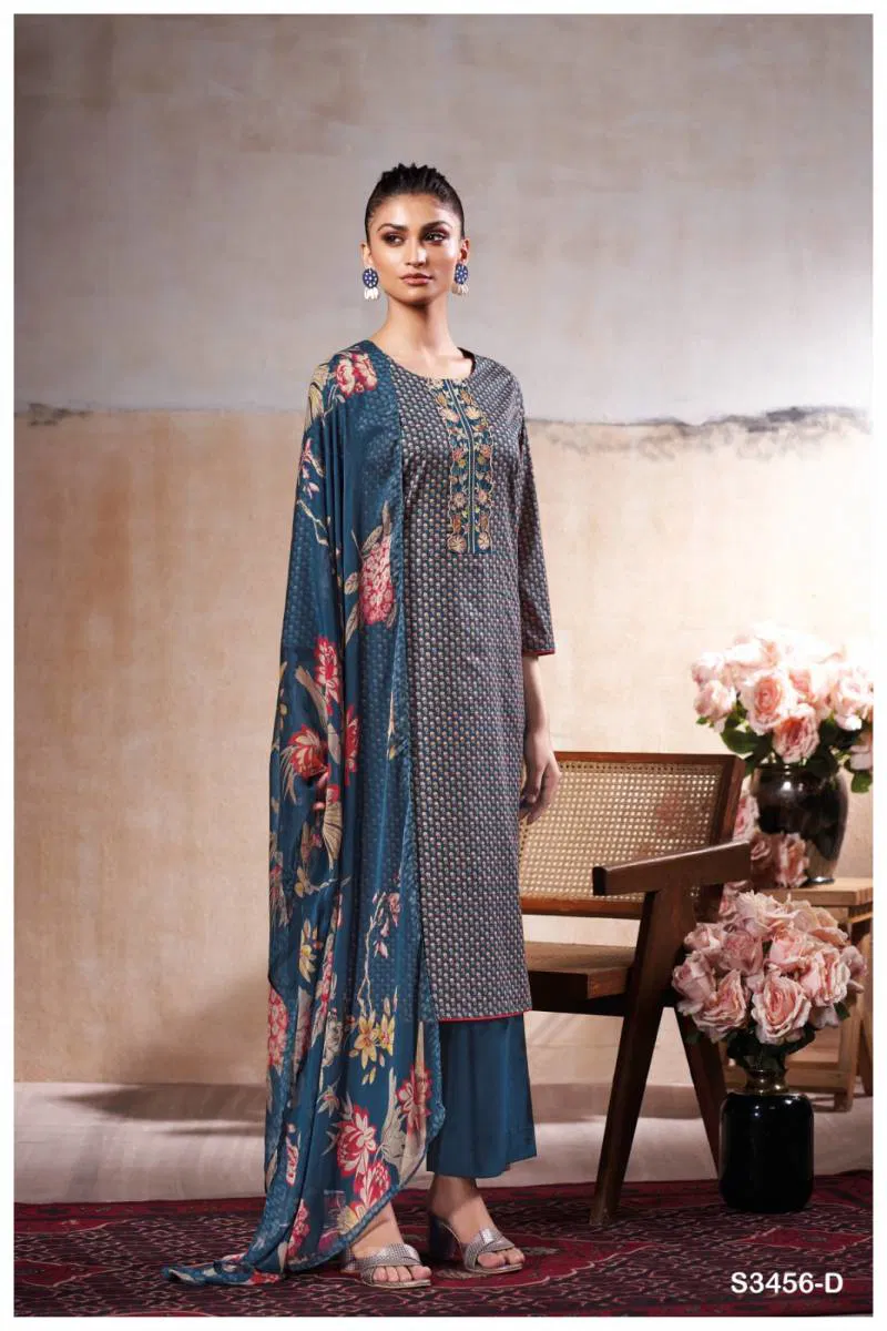 Maheen By Ganga Cotton Printed Embroidered Salwar Suit Exporters In India