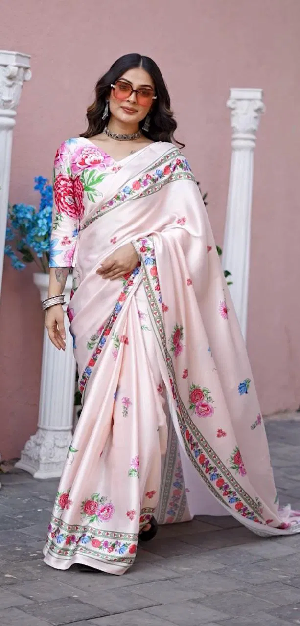 Sf Sizzler 4 Party Wear Satin Digital Printed Saree Wholesale Price In Surat