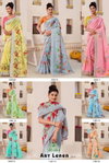 Art Lenen Vol 2 By Sanskar Fancy Flower Print Sarees Wholesale Clothing Distributors In India