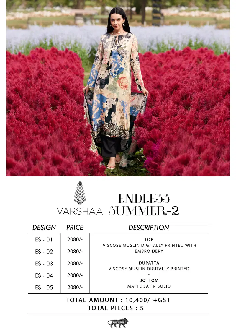 Endless Summer 2 By Varsha Muslin Designer Salwar Suits Suppliers In India