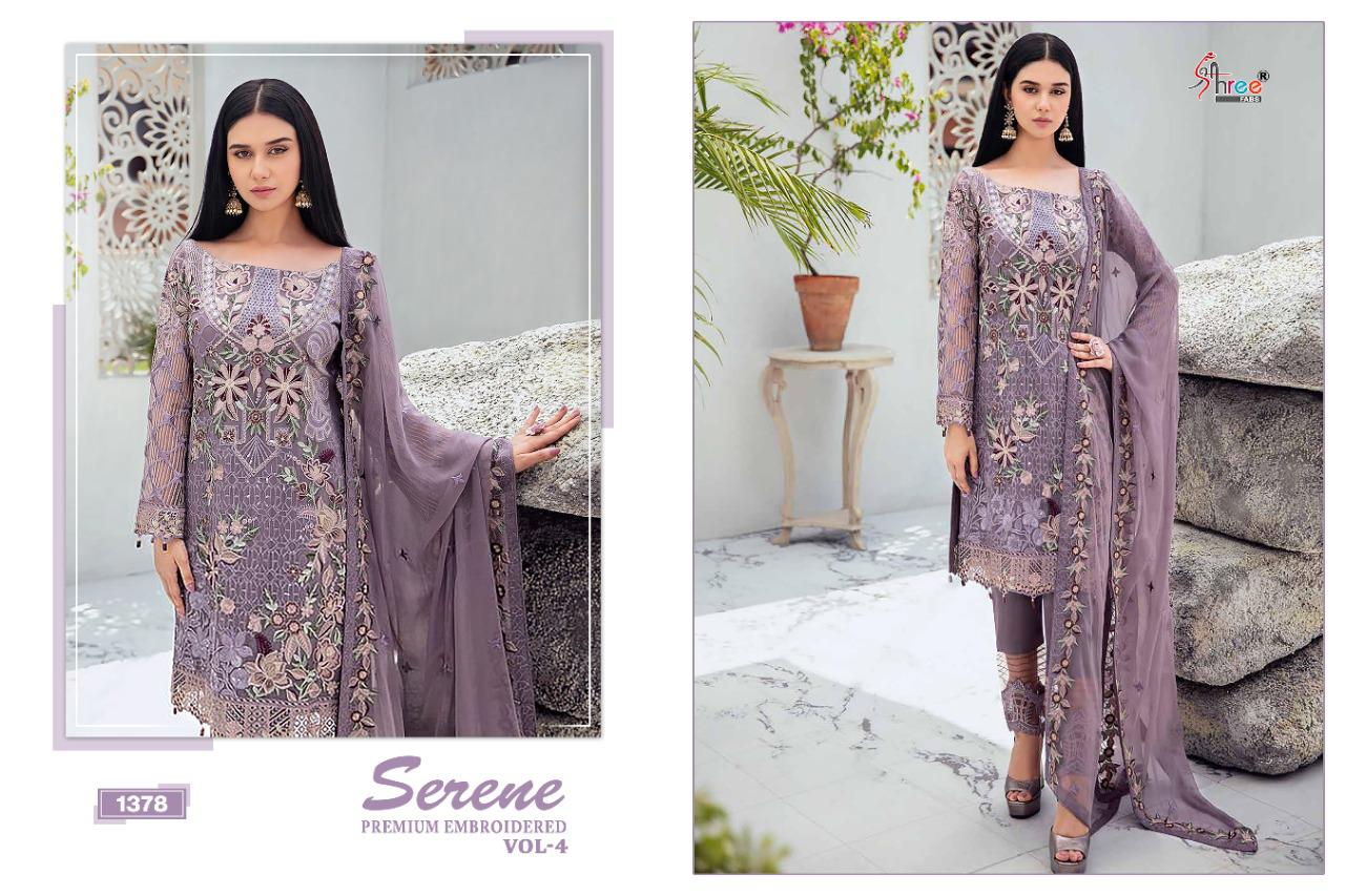 Shree Fab Serene Premium Embroidered Vol 4 Latest Heavy Designer Pakistani Dress Materisl Collection With Nazneen Embroidered Dupatta 