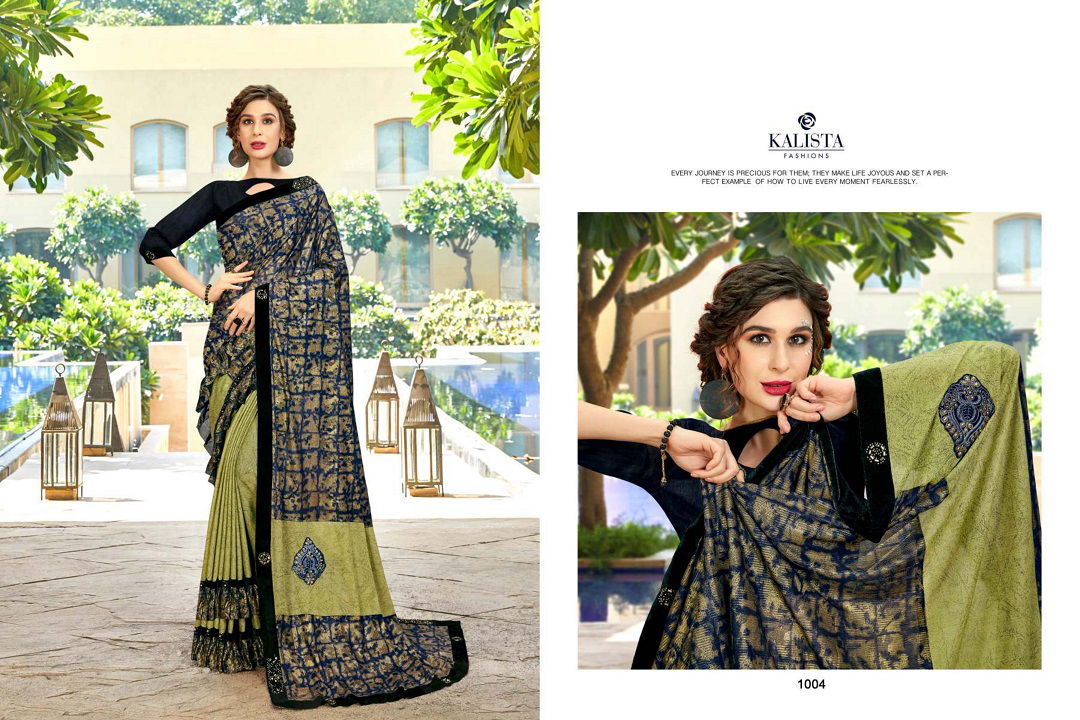 Kalista One Plus Latest Designer Party Wear Frill Design Vichitra Silk Saree Collection 