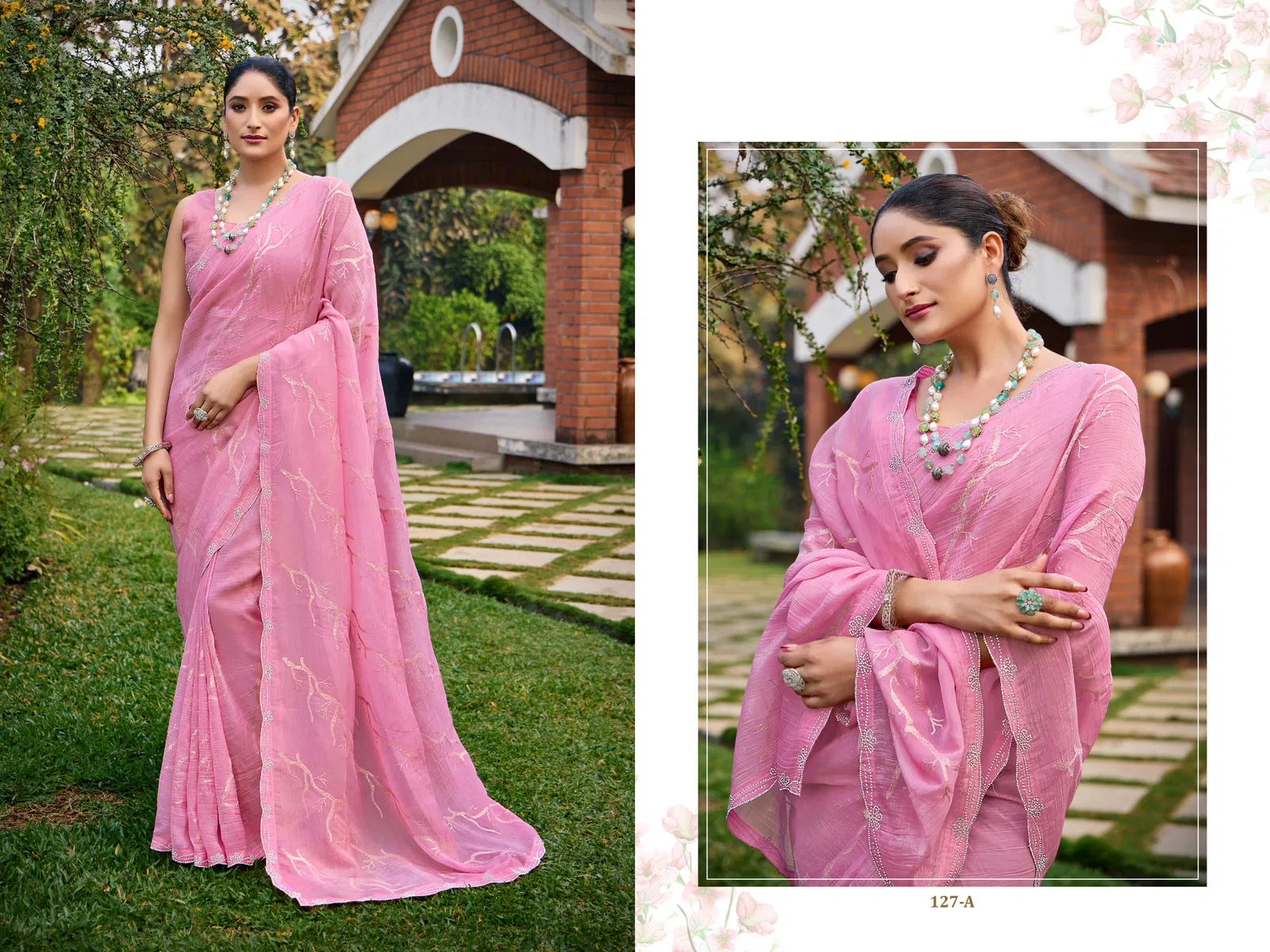 Df 127 A To 127 D Crunchy silk Designer Party Wear Saree Suppliers In India